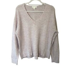 H&M Women's V-Neck Sweater - Light Purple Gray Textured Fuzzy S Cozy Fall